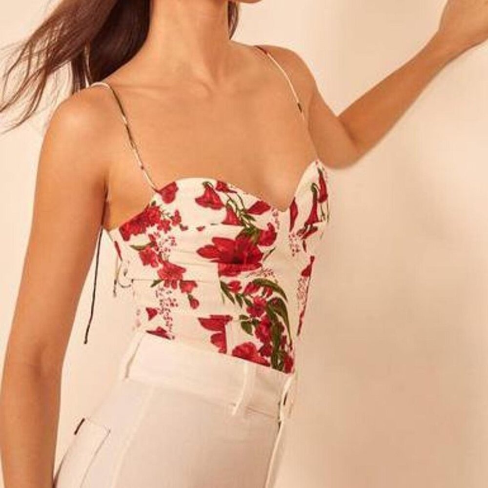 Reformation Floral Print Spaghetti Strap Top